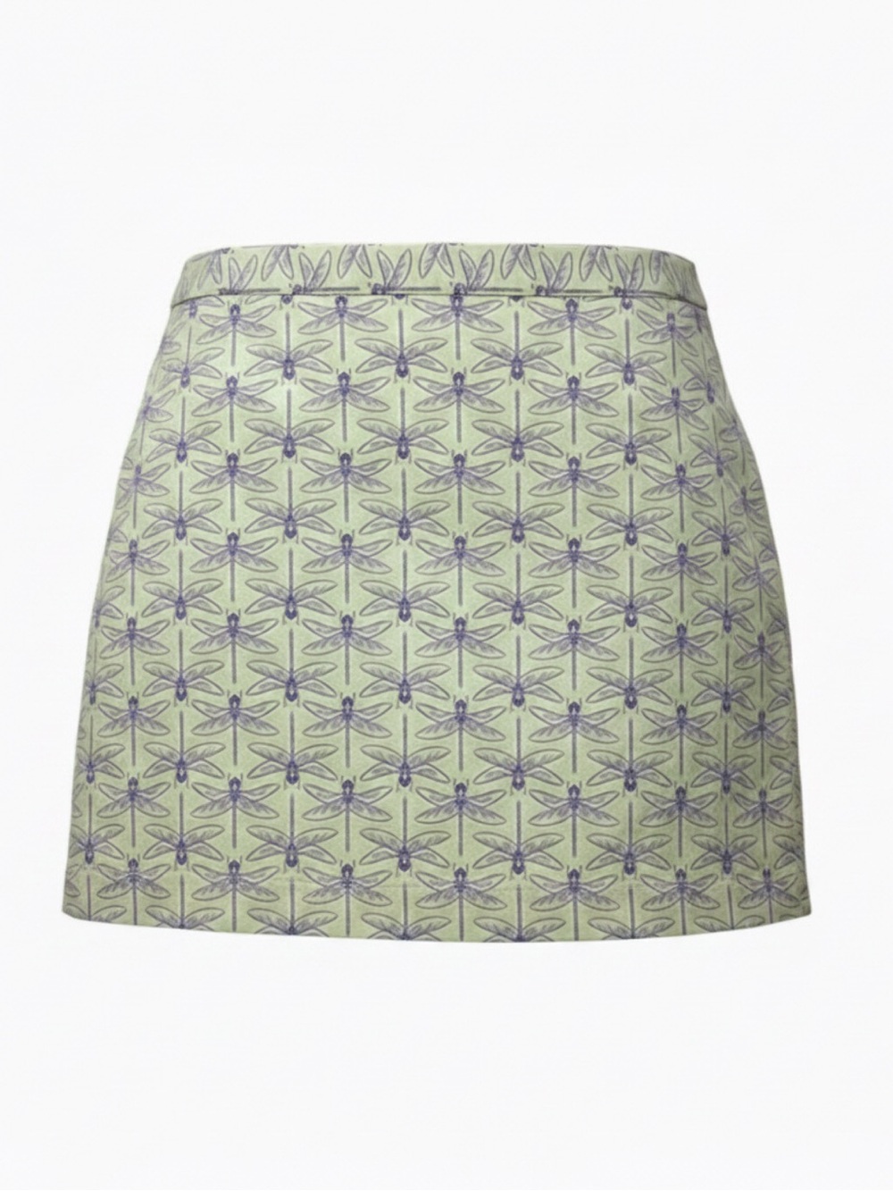 “346”Brooks Brothers Light Green Dragonfly Patterned A-Line Mini Skirt - Women's